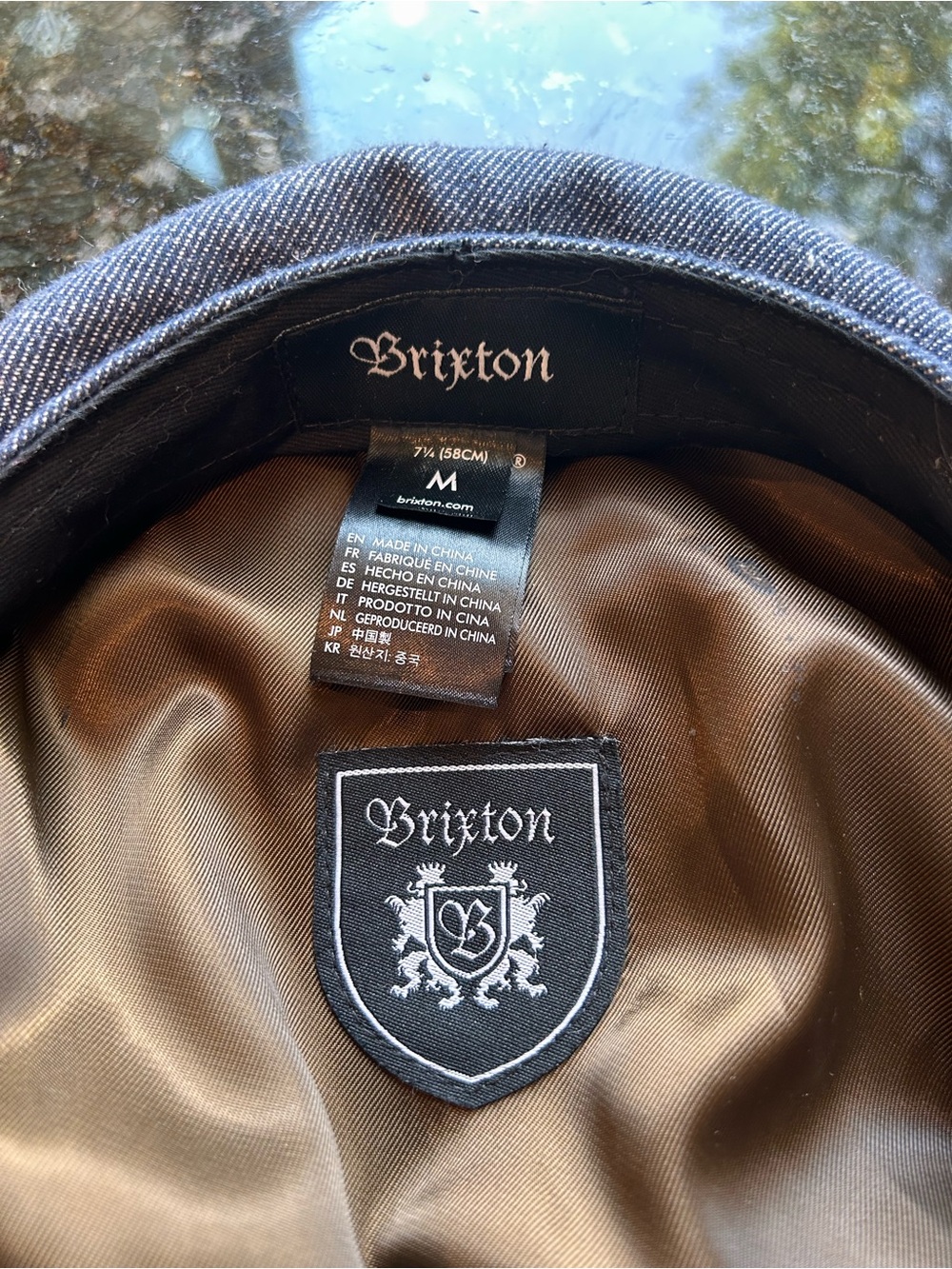 Brixton Cotton/Linen Blend Page Boy Baker Boy Cap. Denim look. 7 1/4. EUC. - Picture 5 of 8